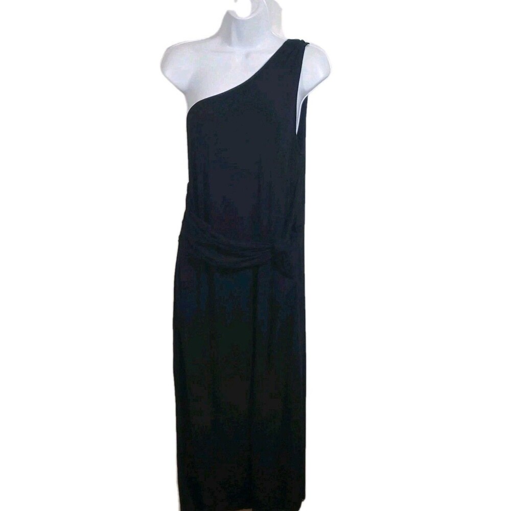 Newport News XL Black 1 Strap Stretchy Sleeveless Side Knot Cocktail Dress